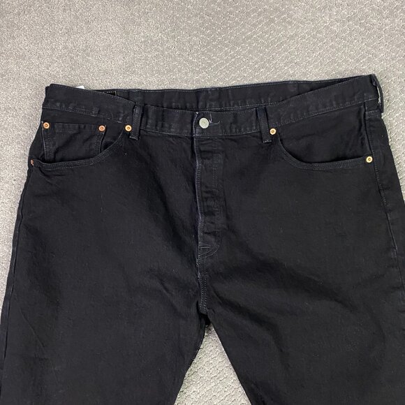 Levi's 501 Jeans Men's 44 x 34 Fits 44 x 31 Black Stretch Denim Button Fly - Picture 2 of 14
